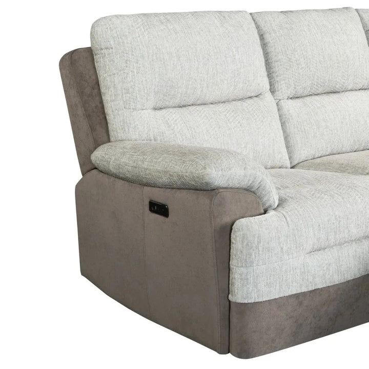 Multi-Functional Brown & Beige Sectional Sleeper with Power Recliner & Storage - 4-Seat Left-Facing Sofa