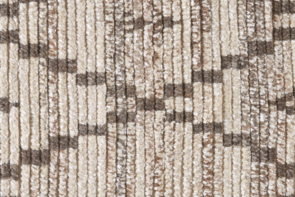 8' X 12' Taupe and Ivory Wool Geometric Hand Knotted Area Rug
