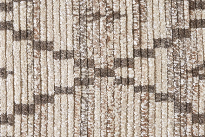 8' X 12' Taupe and Ivory Wool Geometric Hand Knotted Area Rug
