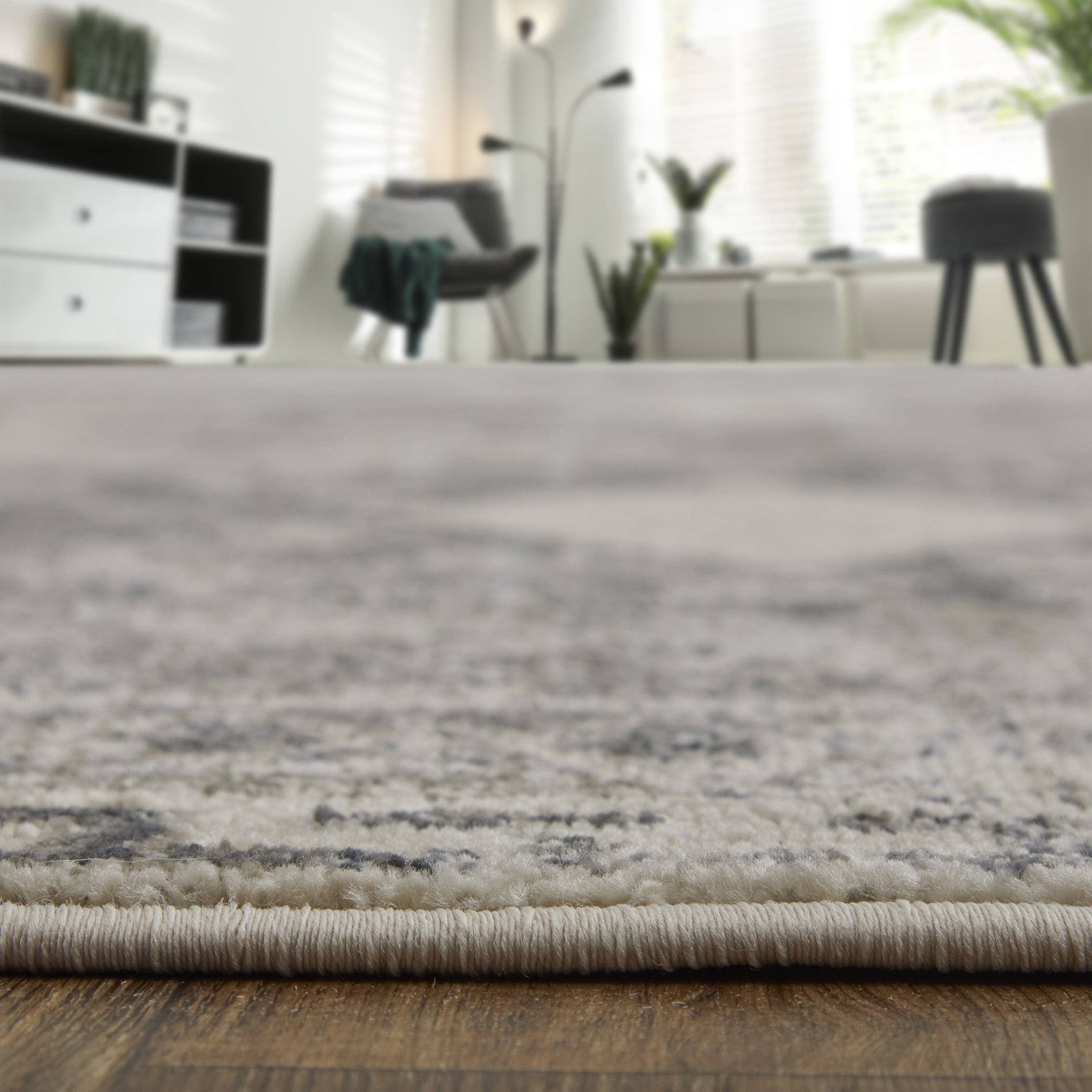 10' X 14' Gray and Ivory Abstract Power Loom Worn Faded Area Rug