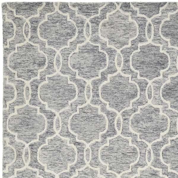 10' X 14' Ivory and Gray Wool Floral Hand Tufted Area Rug