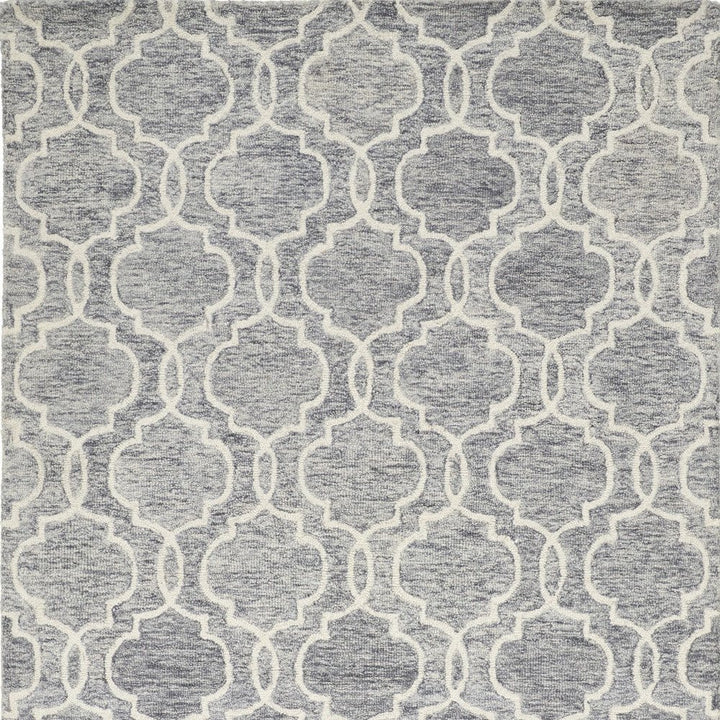 10' X 14' Ivory and Gray Wool Floral Hand Tufted Area Rug