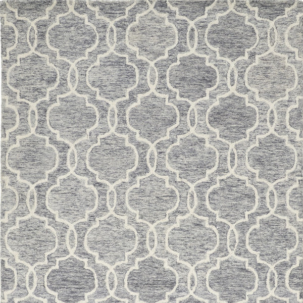 10' X 14' Ivory and Gray Wool Floral Hand Tufted Area Rug