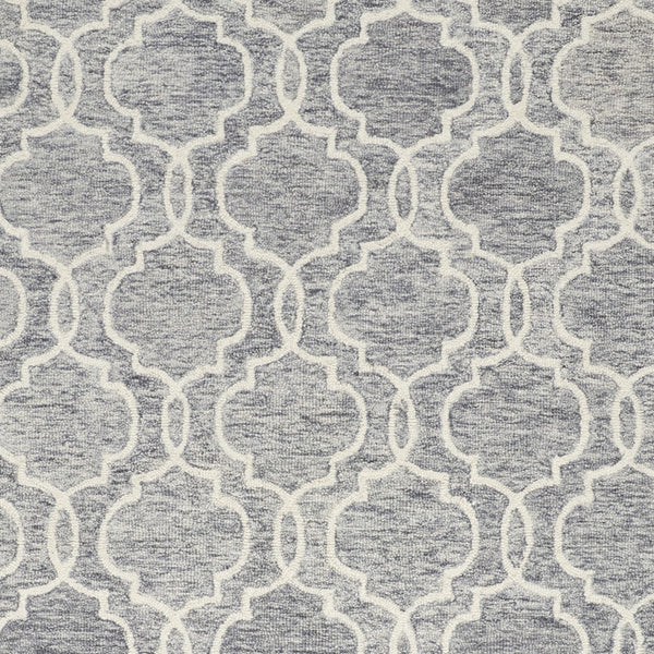 10' X 14' Ivory and Gray Wool Floral Hand Tufted Area Rug