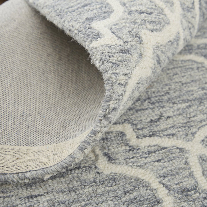 10' X 14' Ivory and Gray Wool Floral Hand Tufted Area Rug