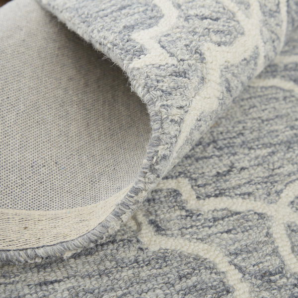 10' X 14' Ivory and Gray Wool Floral Hand Tufted Area Rug