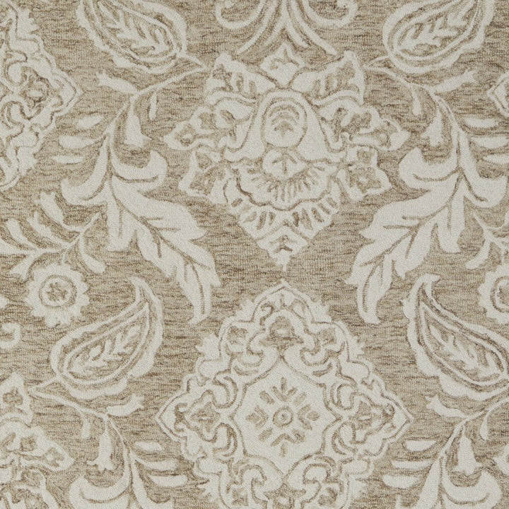 12' X 15' Tan and Ivory Wool Oriental Hand Tufted Area Rug