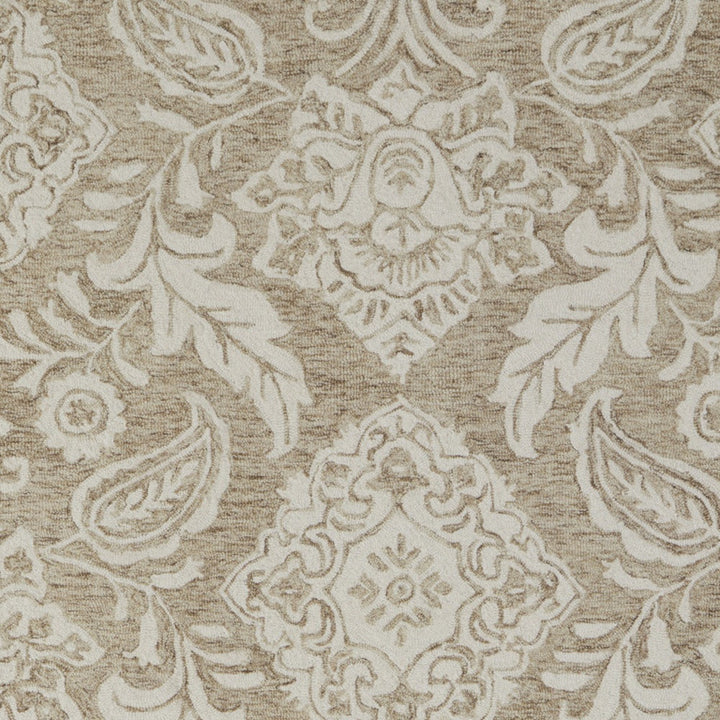 12' X 15' Tan and Ivory Wool Oriental Hand Tufted Area Rug