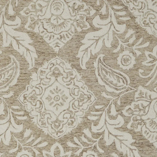 12' X 15' Tan and Ivory Wool Oriental Hand Tufted Area Rug