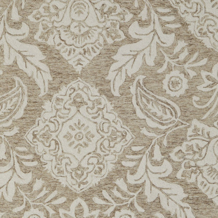 12' X 15' Tan and Ivory Wool Oriental Hand Tufted Area Rug