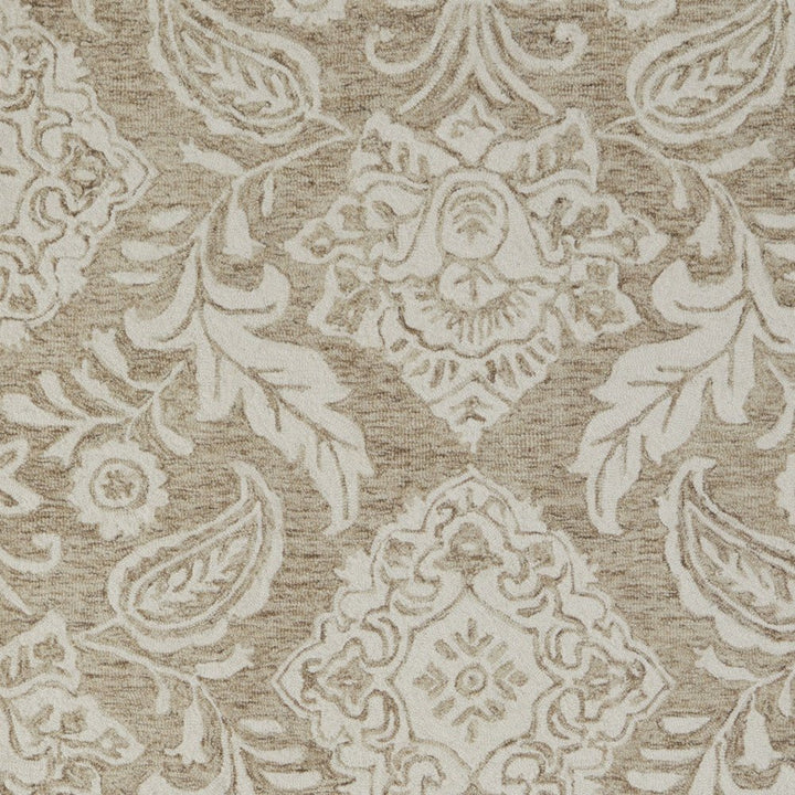 12' X 15' Tan and Ivory Wool Oriental Hand Tufted Area Rug