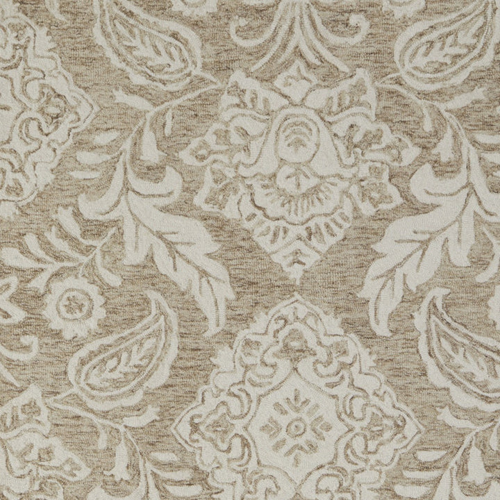 12' X 15' Tan and Ivory Wool Oriental Hand Tufted Area Rug