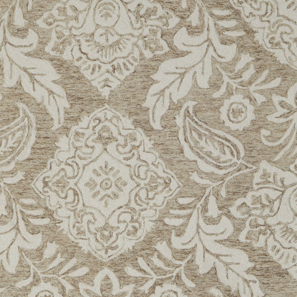 12' X 15' Tan and Ivory Wool Oriental Hand Tufted Area Rug