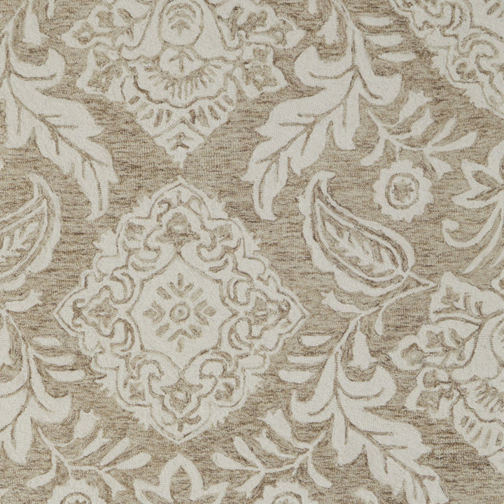 12' X 15' Tan and Ivory Wool Oriental Hand Tufted Area Rug