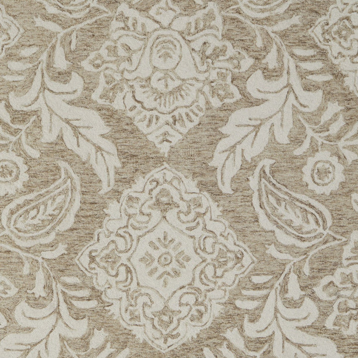 12' X 15' Tan and Ivory Wool Oriental Hand Tufted Area Rug