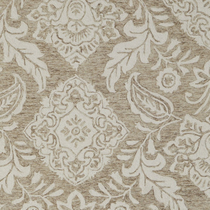 12' X 15' Tan and Ivory Wool Oriental Hand Tufted Area Rug