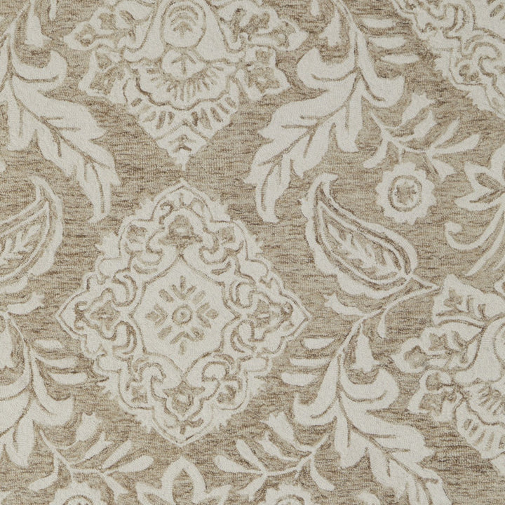 12' X 15' Tan and Ivory Wool Oriental Hand Tufted Area Rug