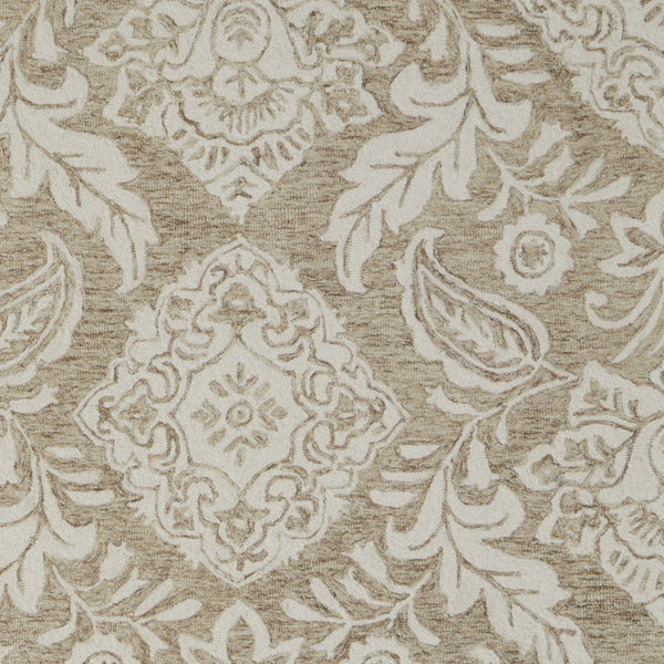 12' X 15' Tan and Ivory Wool Oriental Hand Tufted Area Rug