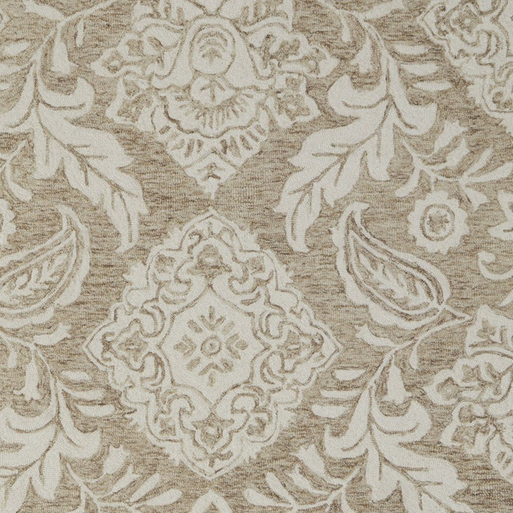 12' X 15' Tan and Ivory Wool Oriental Hand Tufted Area Rug