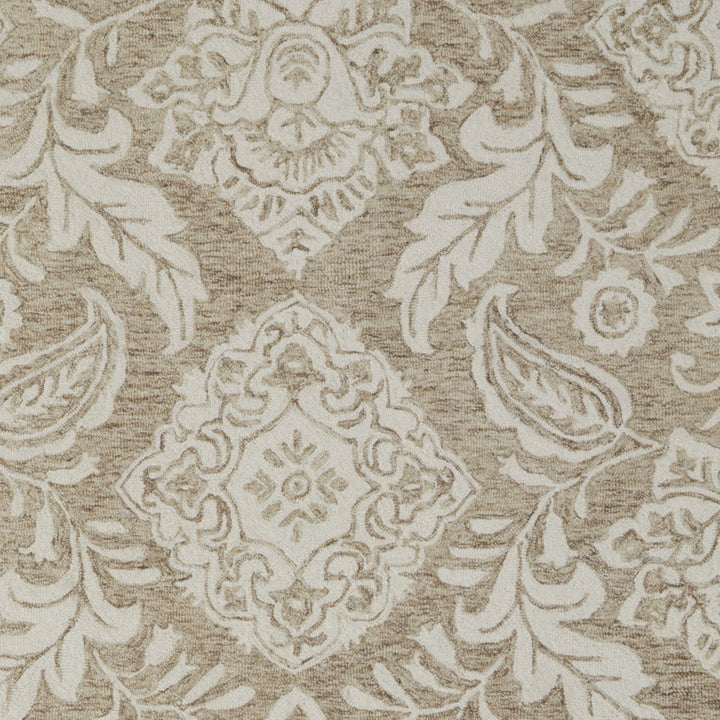 12' X 15' Tan and Ivory Wool Oriental Hand Tufted Area Rug