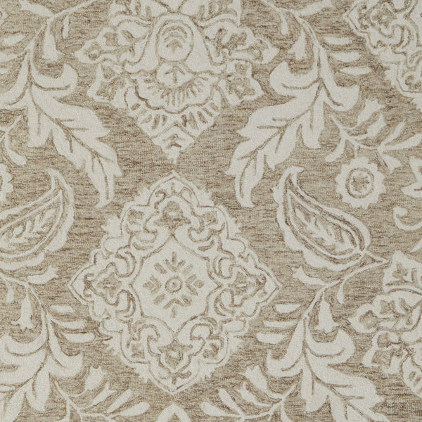 12' X 15' Tan and Ivory Wool Oriental Hand Tufted Area Rug