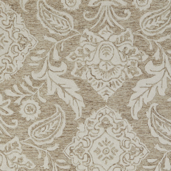 12' X 15' Tan and Ivory Wool Oriental Hand Tufted Area Rug