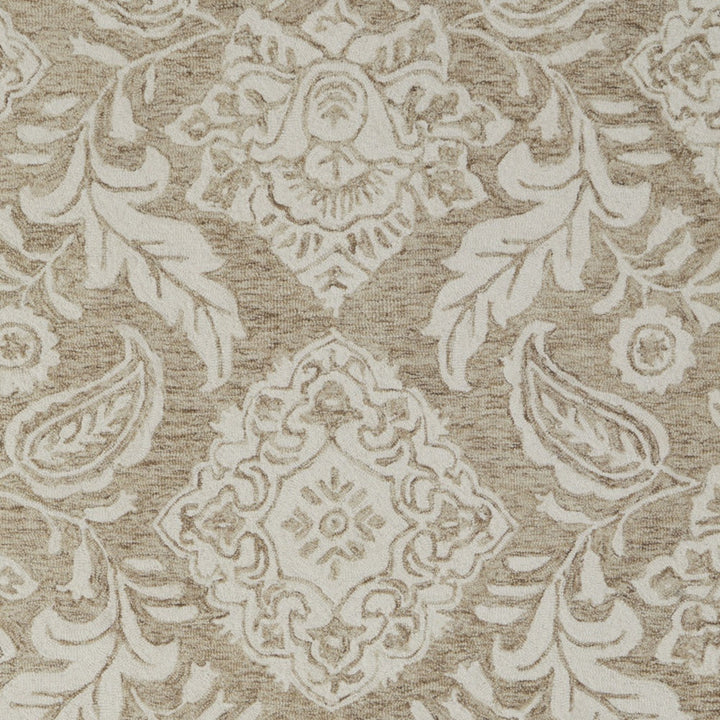 12' X 15' Tan and Ivory Wool Oriental Hand Tufted Area Rug