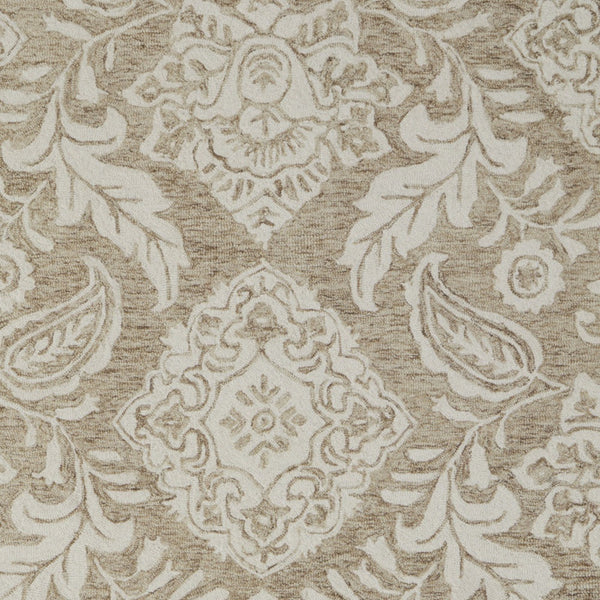 12' X 15' Tan and Ivory Wool Oriental Hand Tufted Area Rug