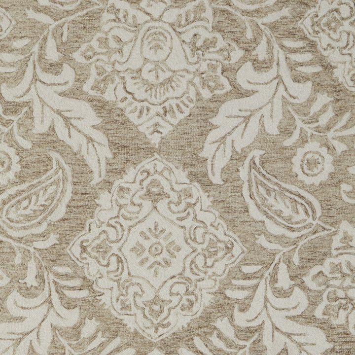12' X 15' Tan and Ivory Wool Oriental Hand Tufted Area Rug