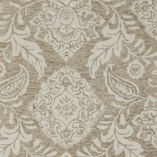 12' X 15' Tan and Ivory Wool Oriental Hand Tufted Area Rug