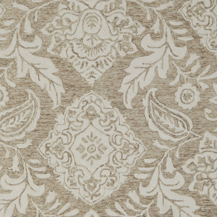 12' X 15' Tan and Ivory Wool Oriental Hand Tufted Area Rug