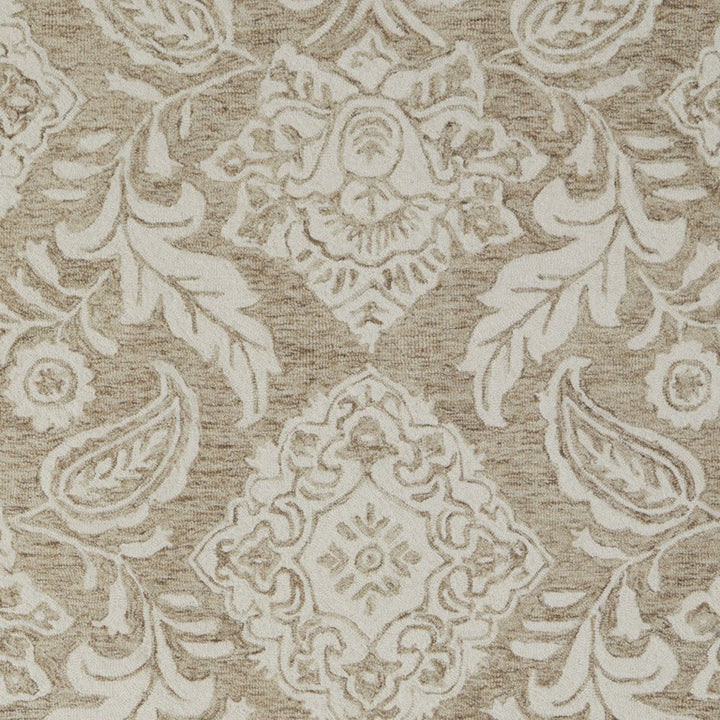 12' X 15' Tan and Ivory Wool Oriental Hand Tufted Area Rug