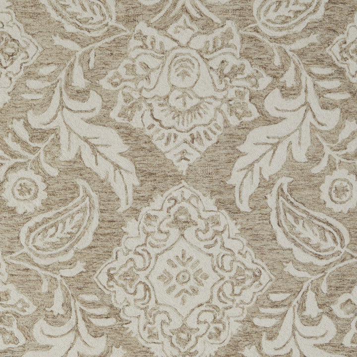 12' X 15' Tan and Ivory Wool Oriental Hand Tufted Area Rug