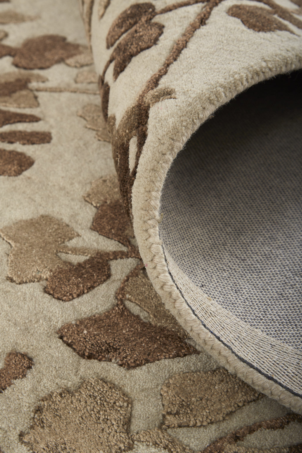 10' X 14' Taupe and Brown Floral Hand Tufted Area Rug