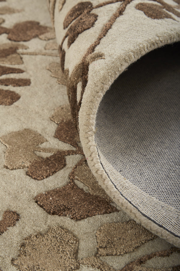 10' X 14' Taupe and Brown Floral Hand Tufted Area Rug