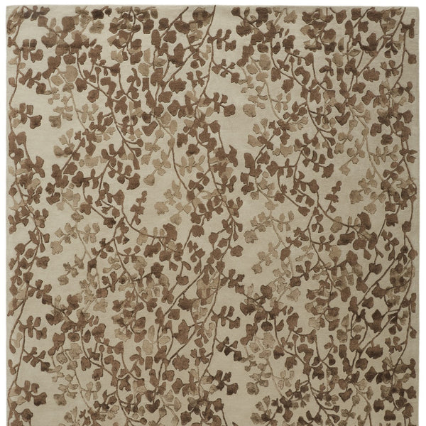10' X 14' Taupe and Brown Floral Hand Tufted Area Rug