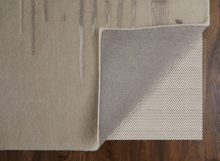 12' X 15' Ivory Taupe and Brown Abstract Hand Tufted Area Rug