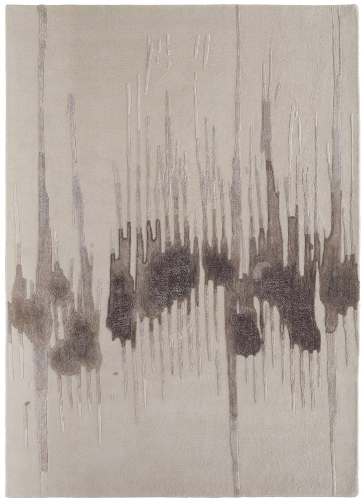 12' X 15' Ivory Taupe and Brown Abstract Hand Tufted Area Rug
