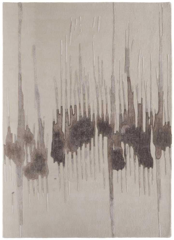12' X 15' Ivory Taupe and Brown Abstract Hand Tufted Area Rug