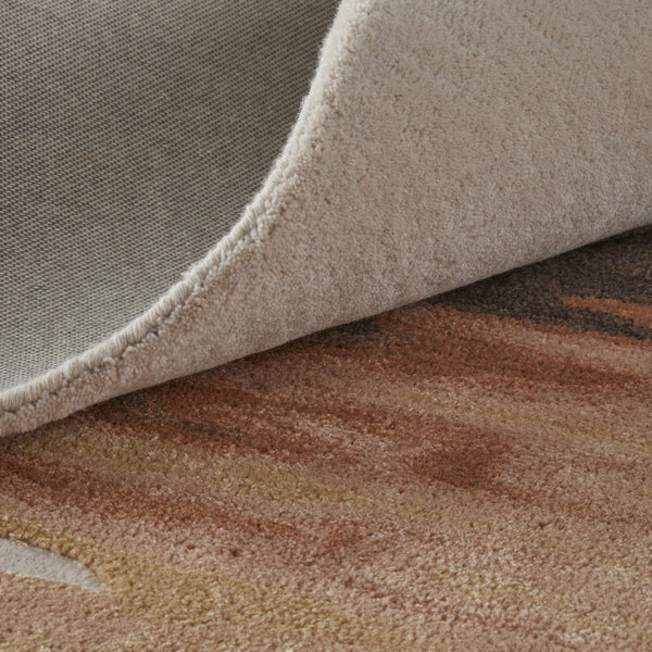 10' X 14' Tan Brown and Orange Abstract Hand Tufted Area Rug