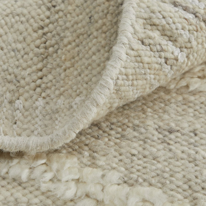 8' Tan and Ivory Wool Geometric Hand Woven Runner Rug