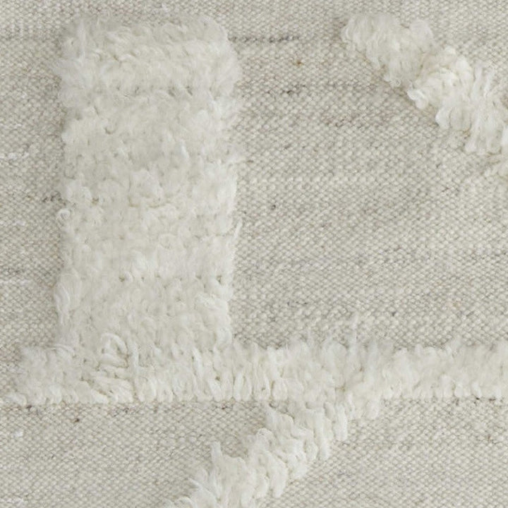 8' Tan and Ivory Wool Geometric Hand Woven Runner Rug