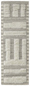 8' Gray and Ivory Wool Geometric Hand Woven Runner Rug