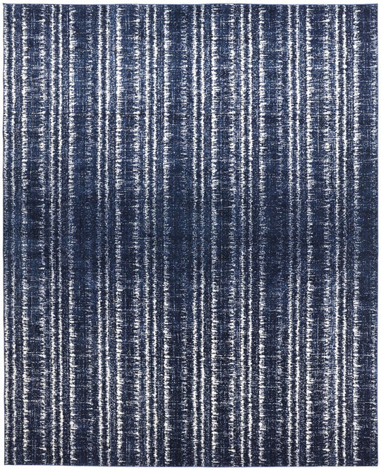 4' X 6' Blue Black and Ivory Power Loom Area Rug