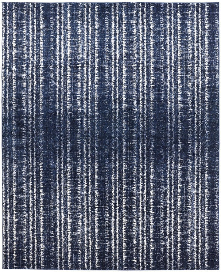 4' X 6' Blue Black and Ivory Power Loom Area Rug