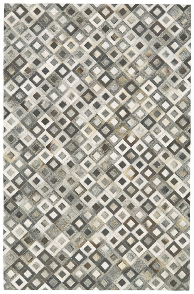 6' X 9' Black Gray and White Faux Cowhide Animal Print Power Loom Area Rug