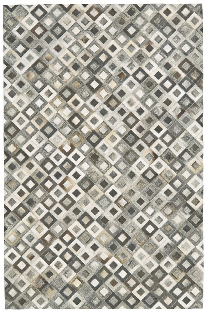 6' X 9' Black Gray and White Faux Cowhide Animal Print Power Loom Area Rug