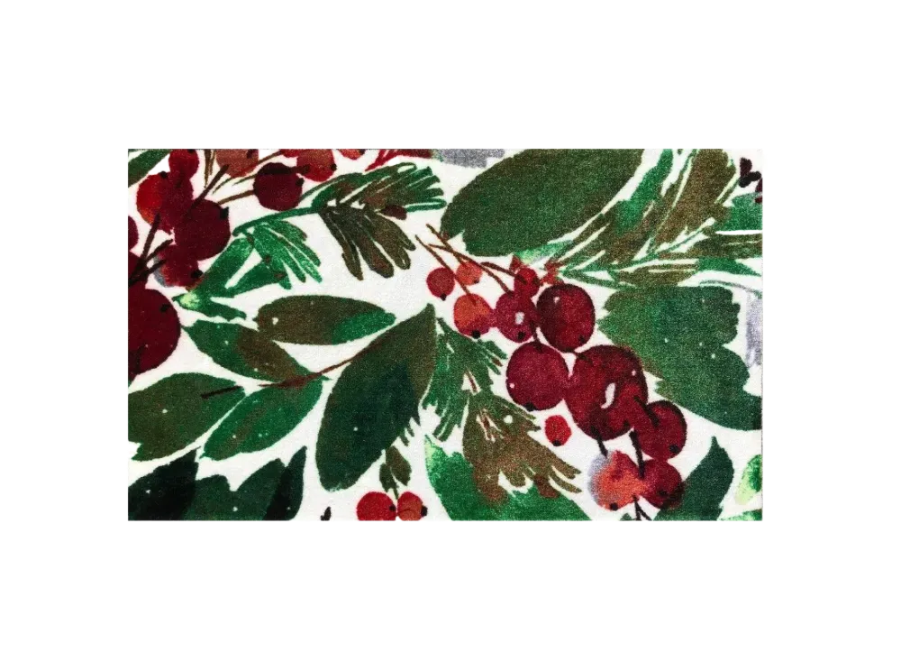 Winter Holly Washable Floor Mat