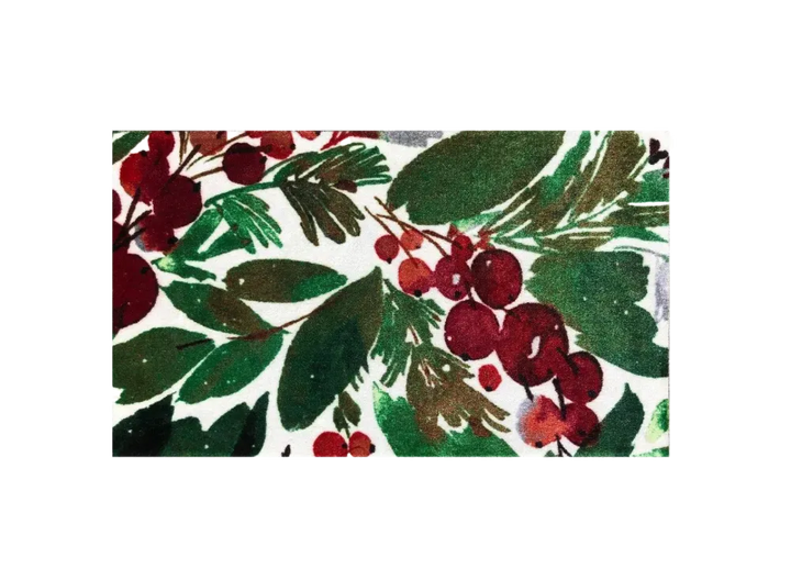 Winter Holly Washable Floor Mat