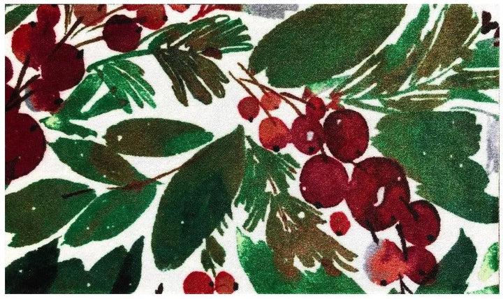Winter Holly Washable Floor Mat